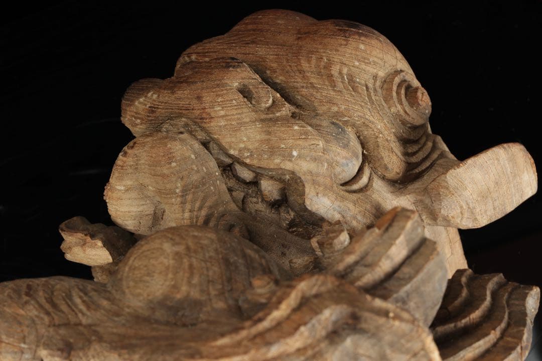 石川雲蝶 木彫 獅子木鼻 阿吽 一対 仏教美術 彫刻 神社仏閣 古美術 骨董品