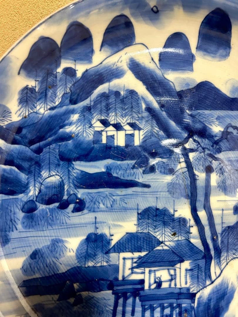 清光緒　染付　青花　大皿　中国美術　骨董品　陶磁器　時代物