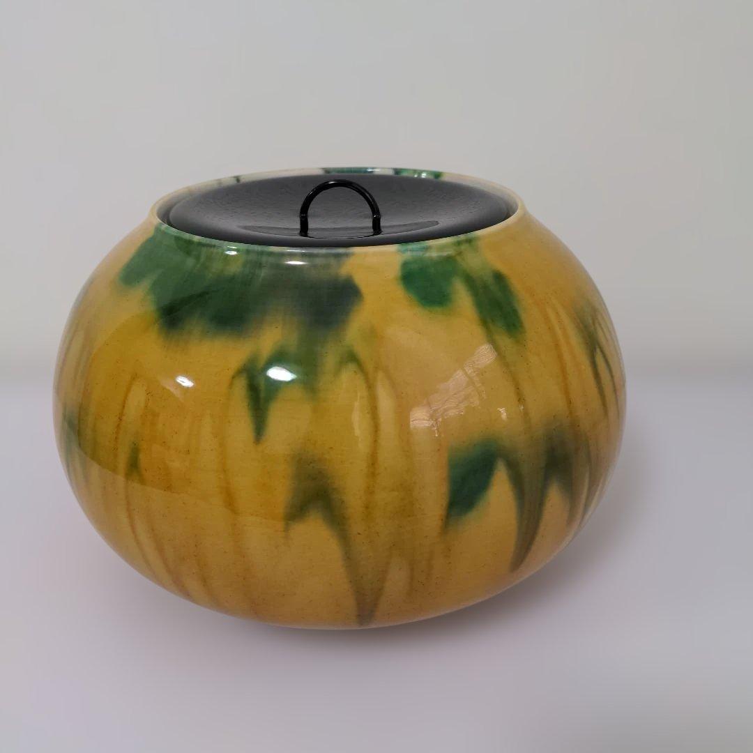 【超美品】五代 中村秋塘 作 九谷焼「三彩」 水差　茶道具