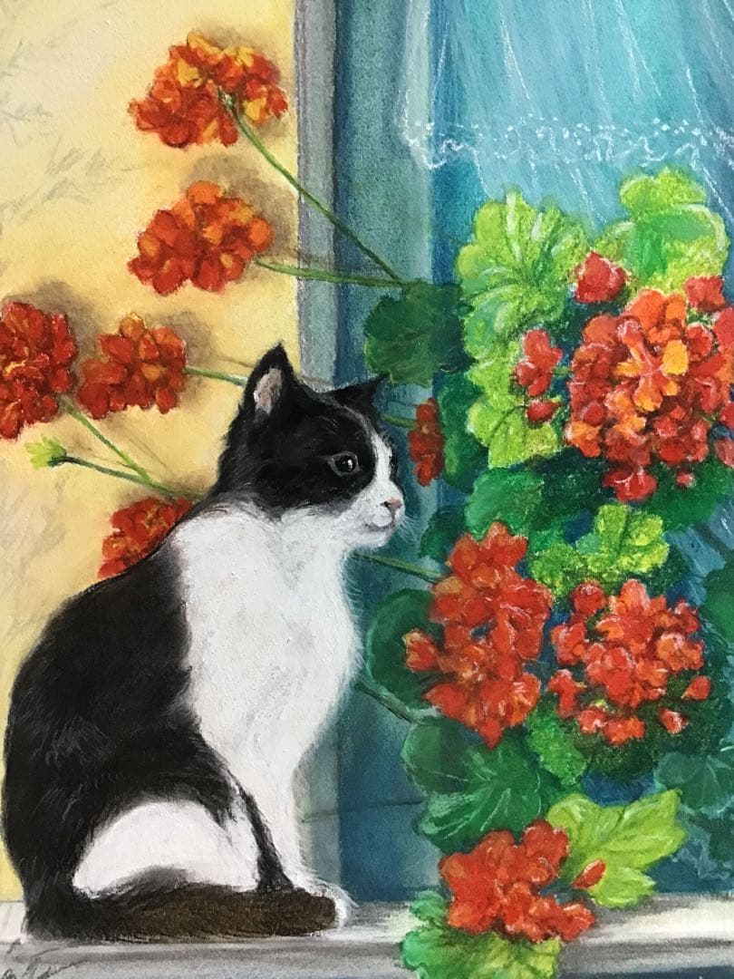 Xmas present ハンドメイドパステル画　絵画アート原画