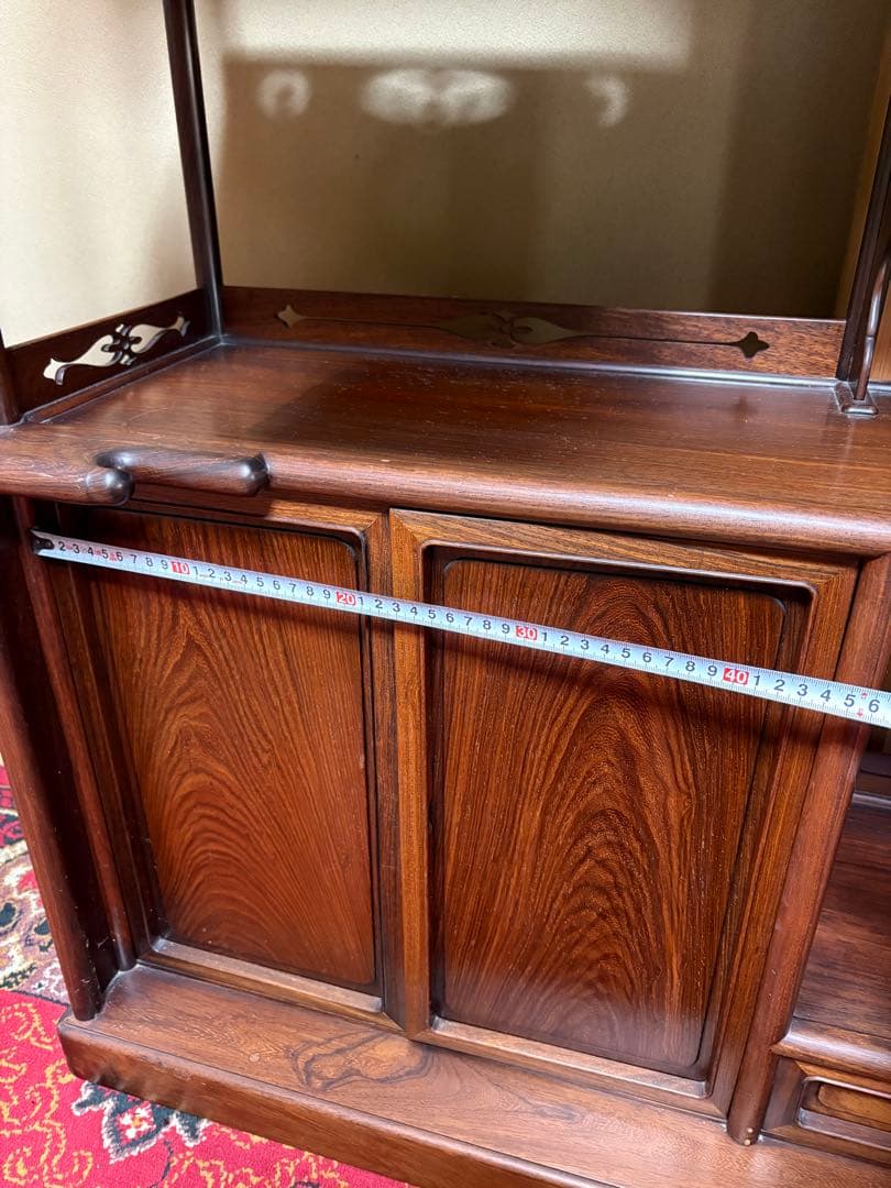 唐木　茶箪笥　茶棚　飾り棚　違い棚　引出し付き　レトロ　木製オープンシェルフ