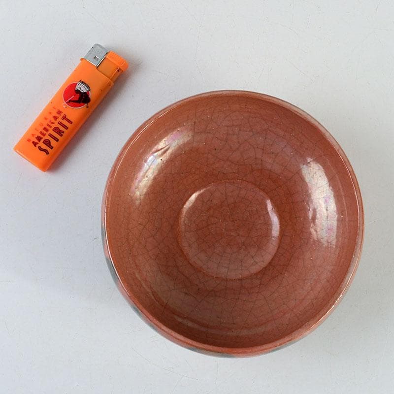 茶道具　赤楽茶碗　平茶碗　仕覆付　時代箱　V　9445