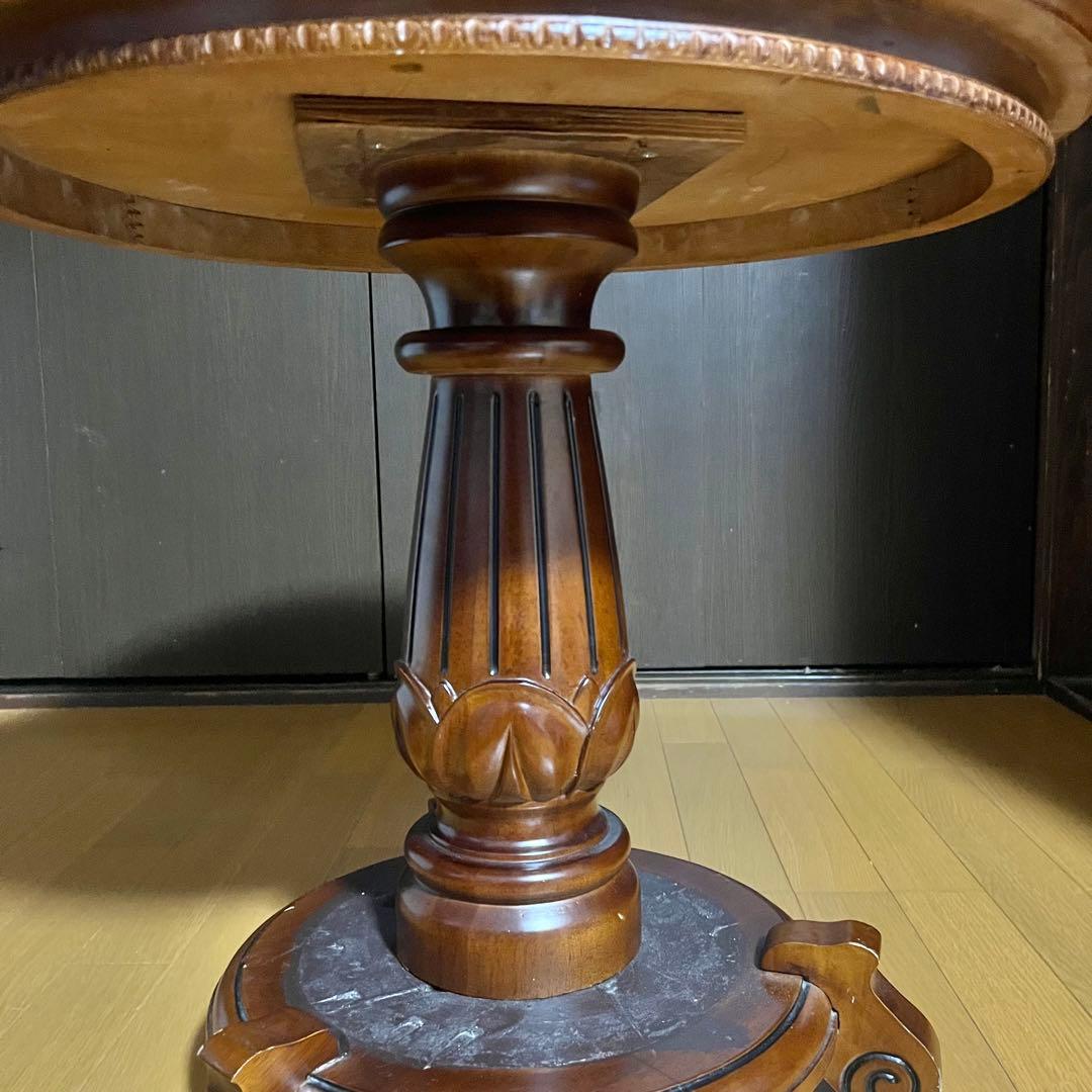 ヨーロピアン アンティーク風 丸テーブル ヴィンテージ 円卓 ラウンドテーブル