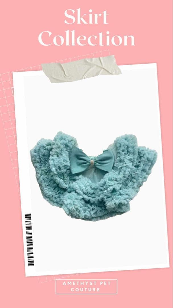 Amethyst Pet Coutureペット服 水色 フリルセット