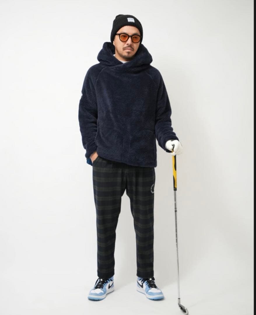 【STCH】 ボアフリース　フーディL ネイビー