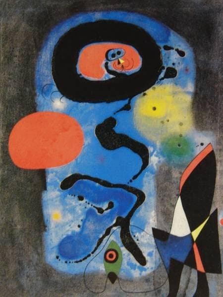 ジョアン・ミロ、赤い太陽、希少画集画、新品額装付