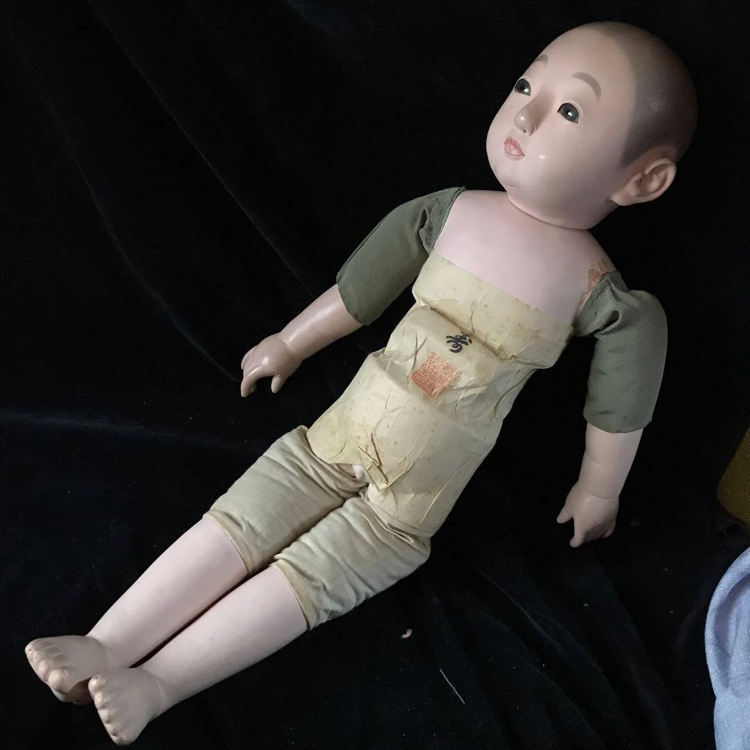 市松人形　初代東光　朱印　18号　大きな抱き人形