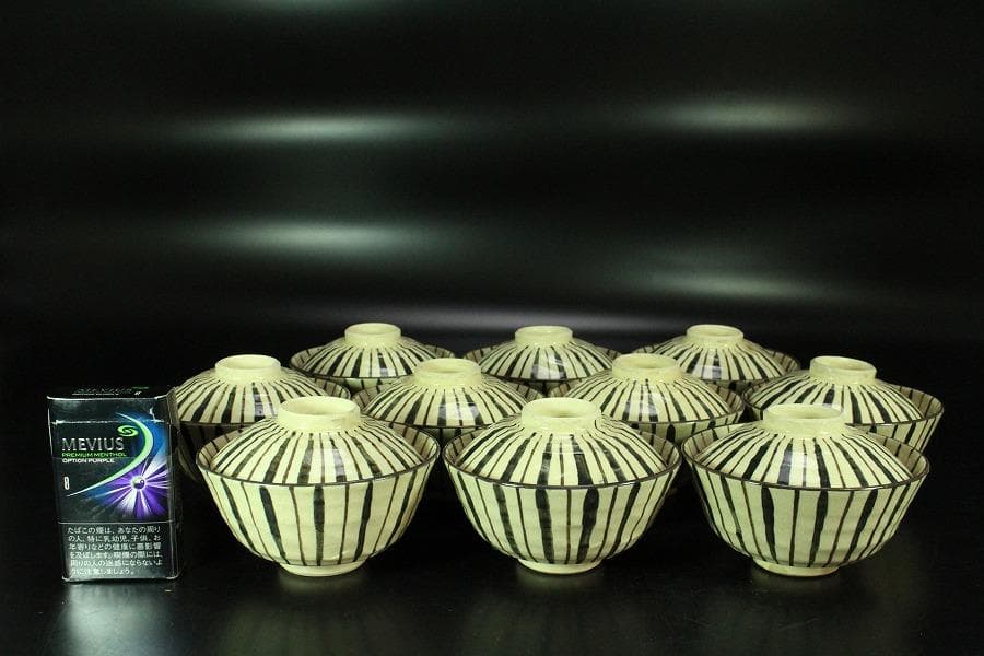 麦藁手 蓋茶碗 十客 時代物(K-YC510)