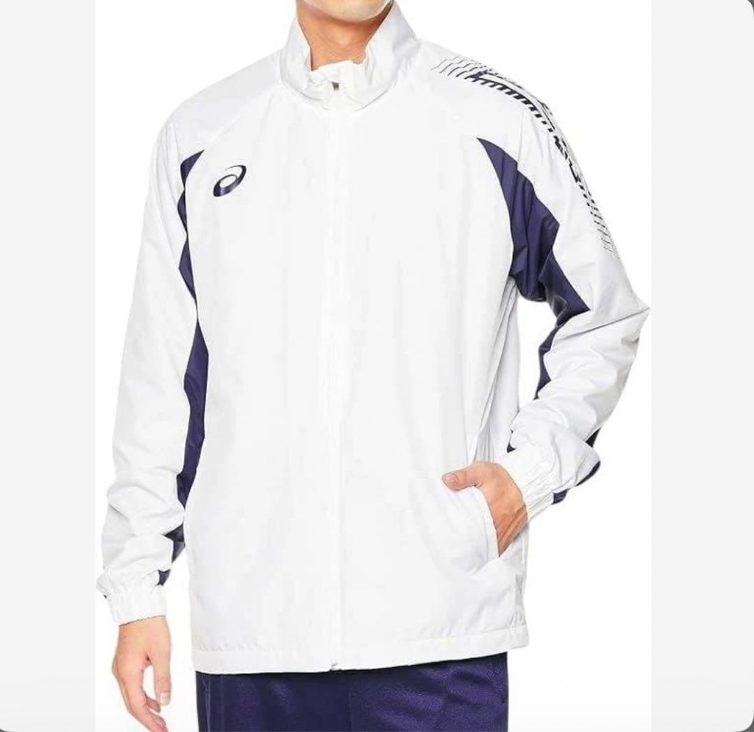 早い者勝ち特価！ASICS ウインドブレーカージャケットとパンツのセット　白紺
