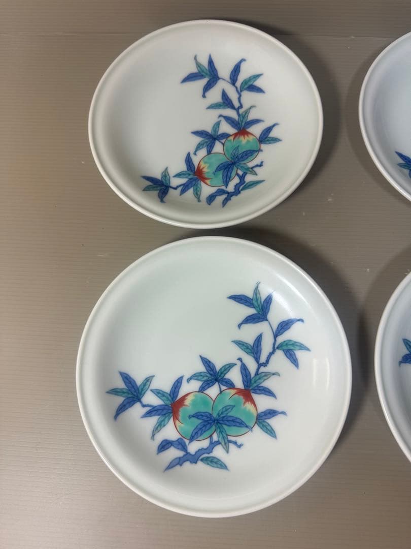 2462 人間国宝 今泉今右衛門 作 桃文様飾皿  6客　未使用