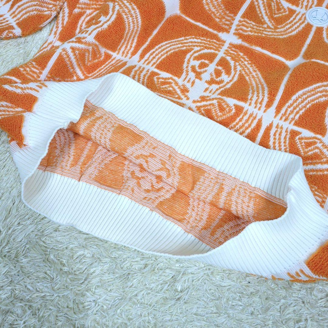 マークアンドロナ ニット クルーネック スカル ウール オレンジ L