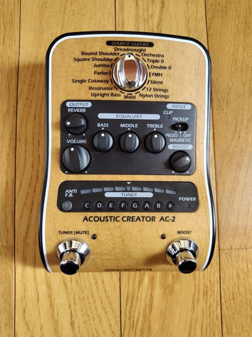 ほぼ未使用品 ZOOM AC-2 アコースティックギター用 プリアンプ