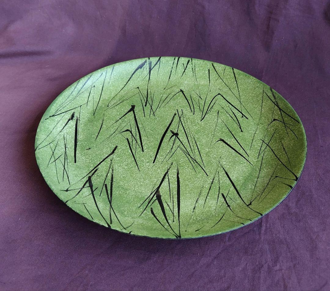 緑彩平皿 (未使用 新品同様)