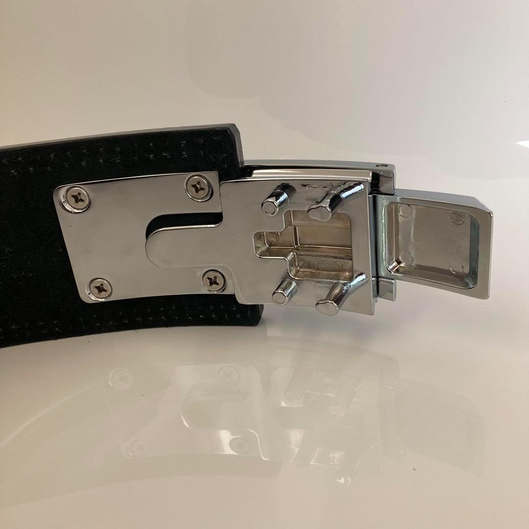 パワーベルト レバーアクション ワンタッチ可変式 M ブラウン×艶シルバー 本革