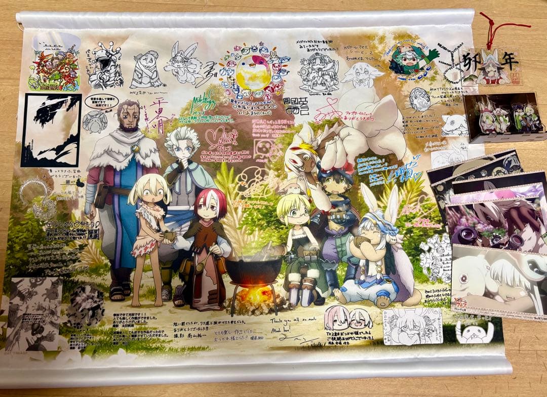メイドインアビス 2期 キャスト＆スタッフ寄せ書きタペストリー 大谷資料館 絵馬