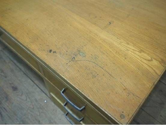 1141 ヴィンテージ　ロータイプの片袖机　文机　展示台　テーブル　レトロ　抽斗