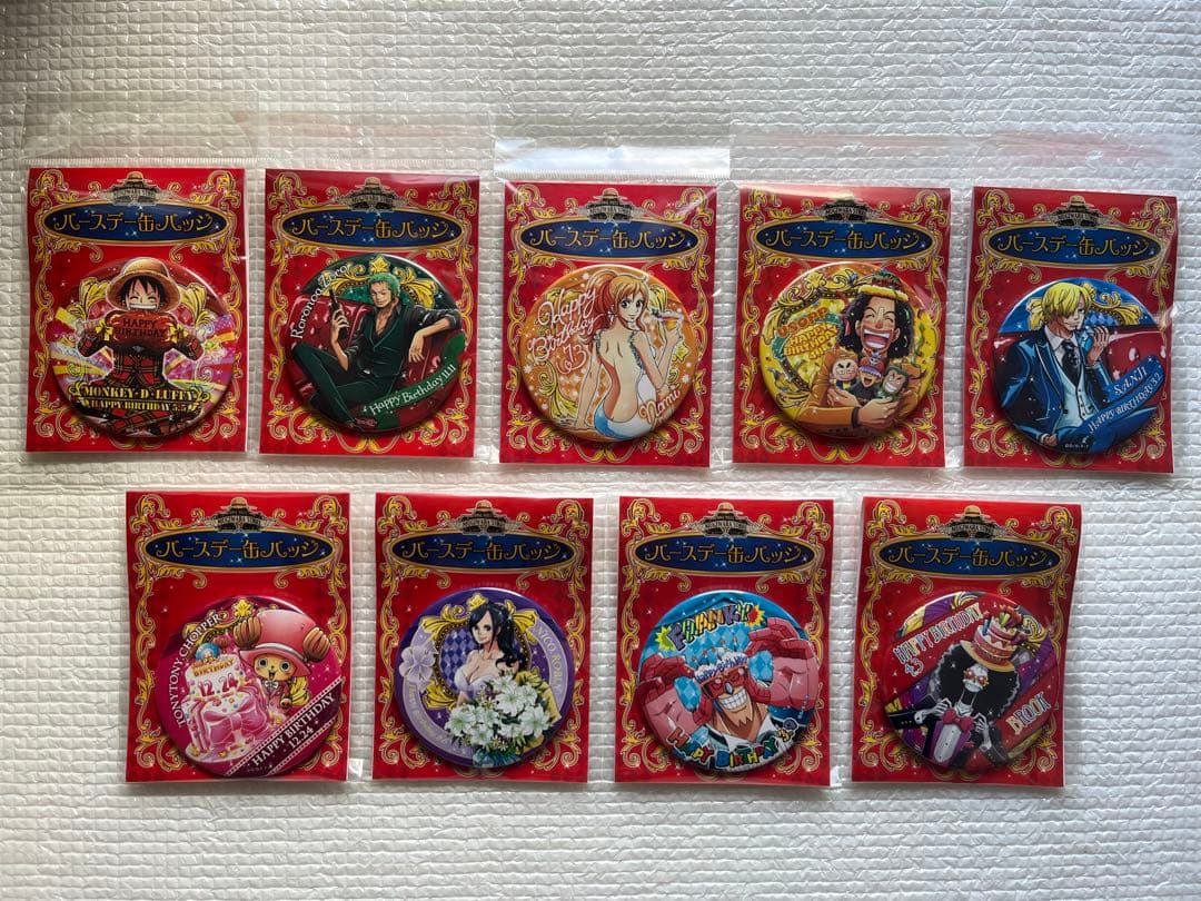 ワンピース 麦わらストア限定 バースデー缶バッジ 麦わらの一味セット