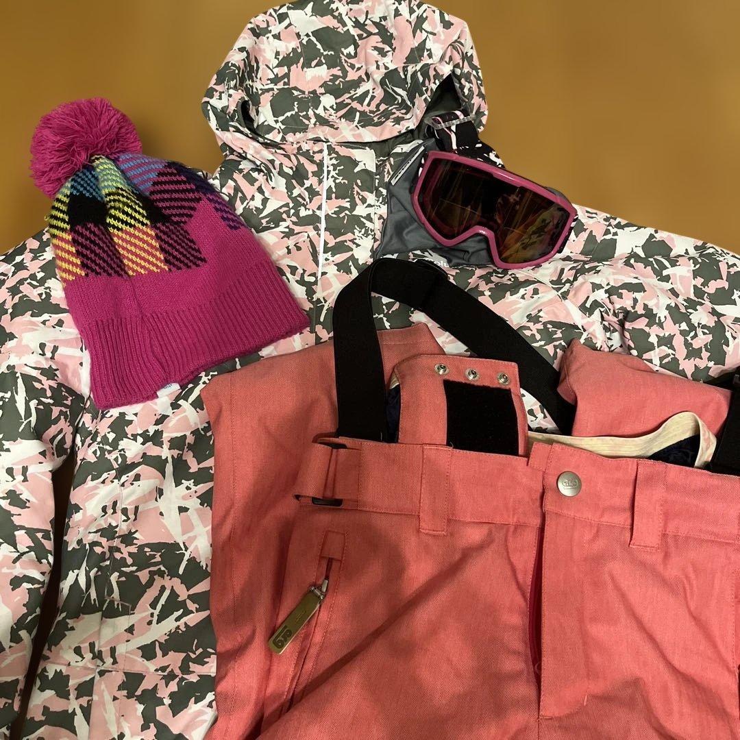 スノーウェアセット ピンク系カモフラージュ　キッズL &150