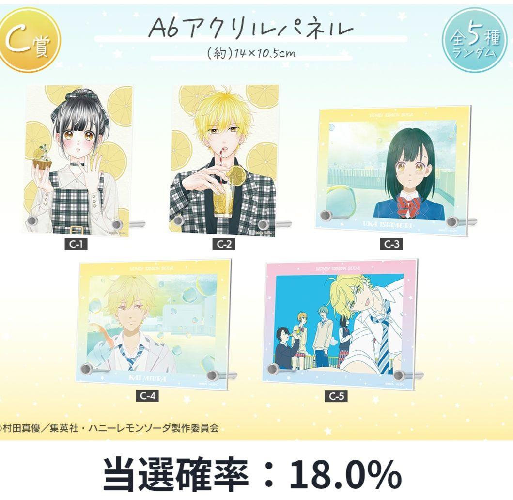 A賞ハニーレモンソーダアクリルブロック、アクリルパネル、バッチセット