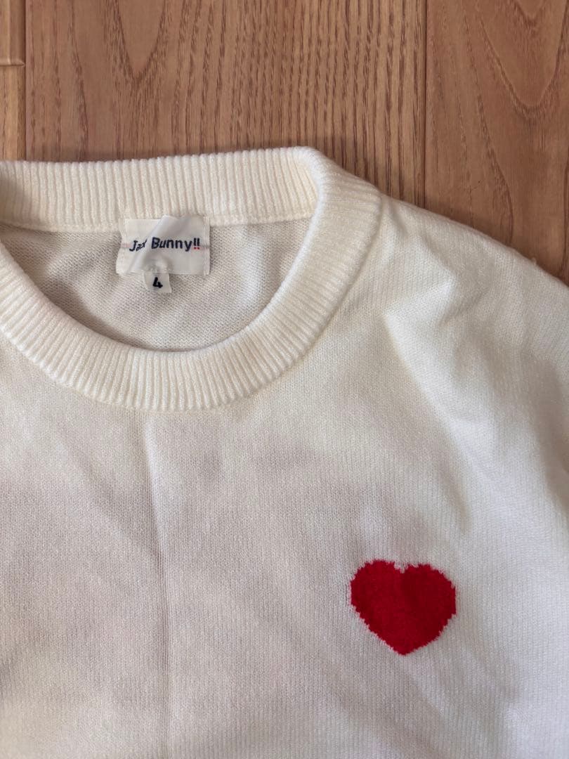 Jack Bunny!!天竺袋インターシャ クルーネックニットプルオーバー M