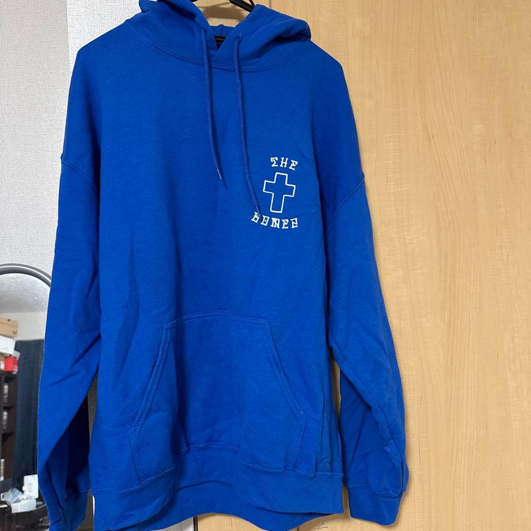 THEBONEZ青色フード付きスウェットLサイズ