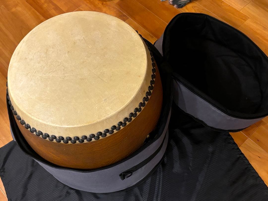 価格30万円程●堀田新五郎 和太鼓 長胴太鼓 打面36cm 1尺２寸 カバー付属