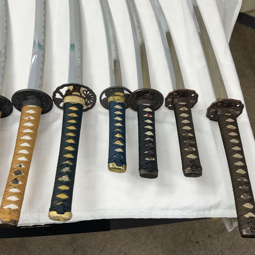 【傷あり】B 模造刀 10本 まとめ 透かし鍔 太刀鍔 太刀 脇差 白鞘