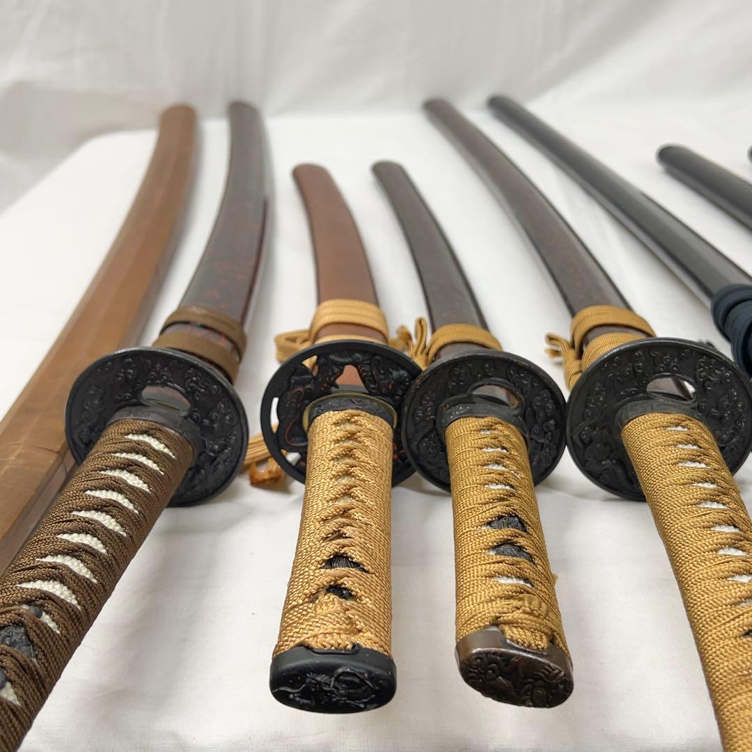 【傷あり】B 模造刀 10本 まとめ 透かし鍔 太刀鍔 太刀 脇差 白鞘
