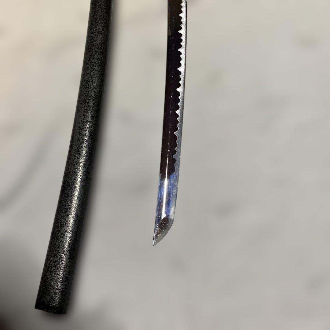 格安模造刀大刀 濃緑柄 波絵透し丸鍔 黒梨地鞘