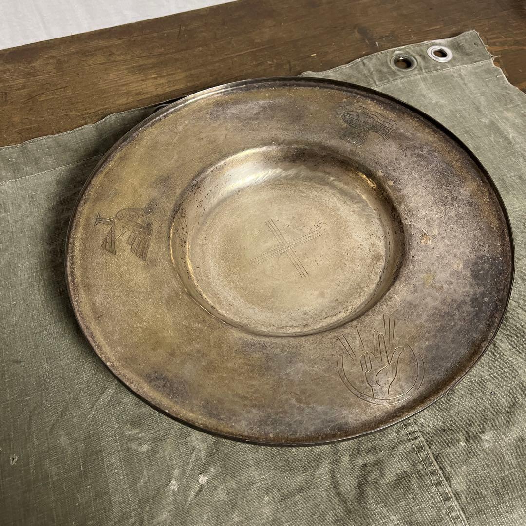 古雑貨ビンテージ品◾️ヨーロッパ雑貨 金属製 大きめのプレート ディスプレイ 小物