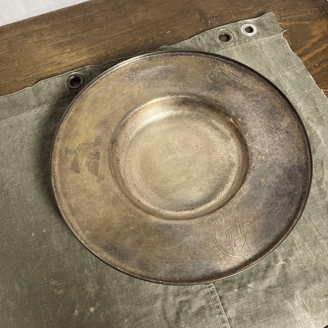 古雑貨ビンテージ品◾️ヨーロッパ雑貨 金属製 大きめのプレート ディスプレイ 小物
