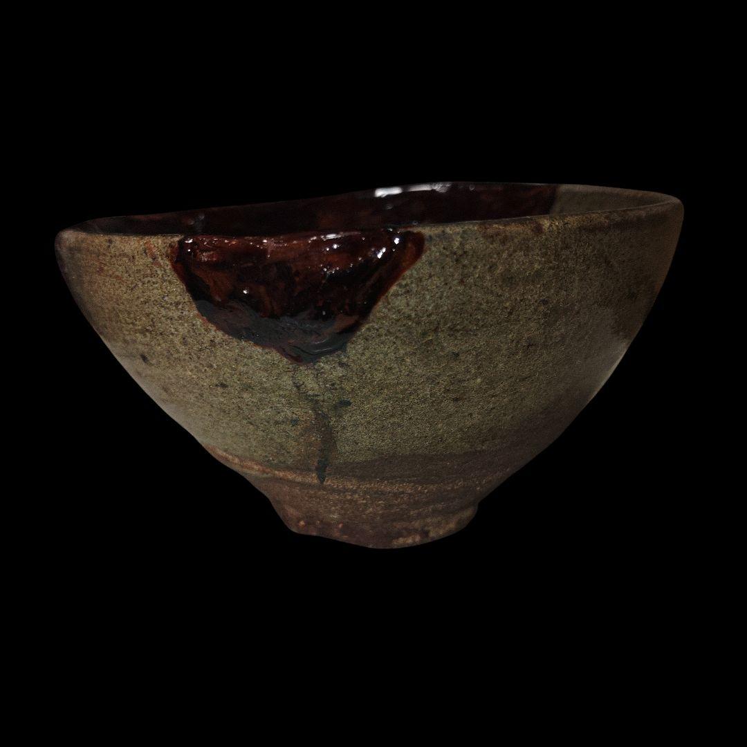 青唐津茶碗　漆継ぎ　三日月高台　茶道 木箱付き