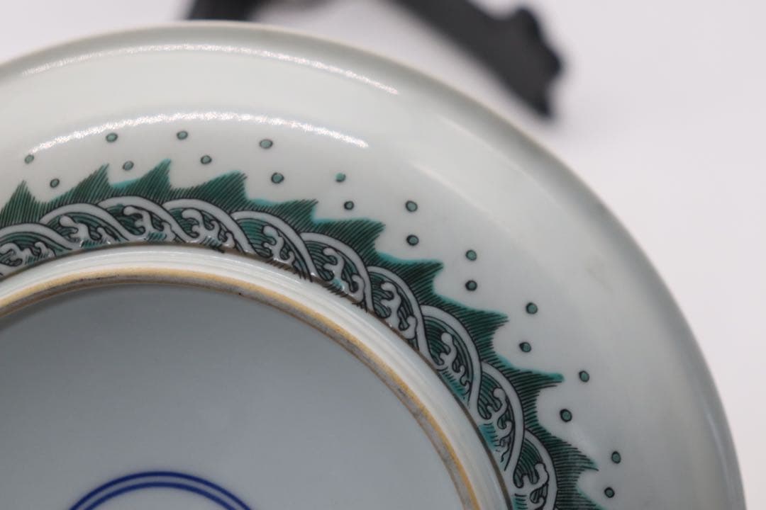 中国　緑釉龍紋大皿　大清雍正年製銘　送料込み0813