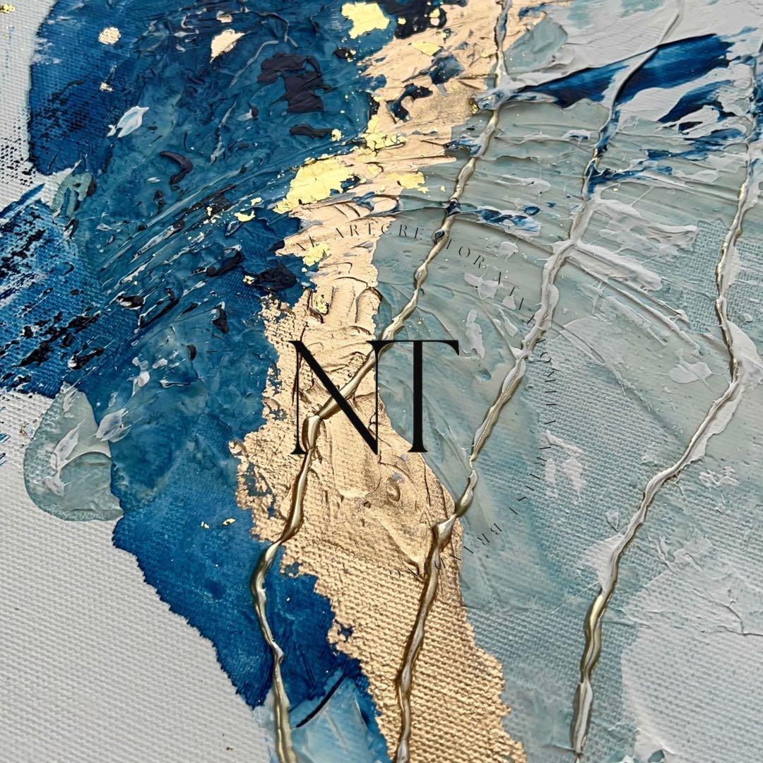 絵画　アート　青　金　インテリア　海外　ホテル　ギフト　新築祝い　テクスチャー