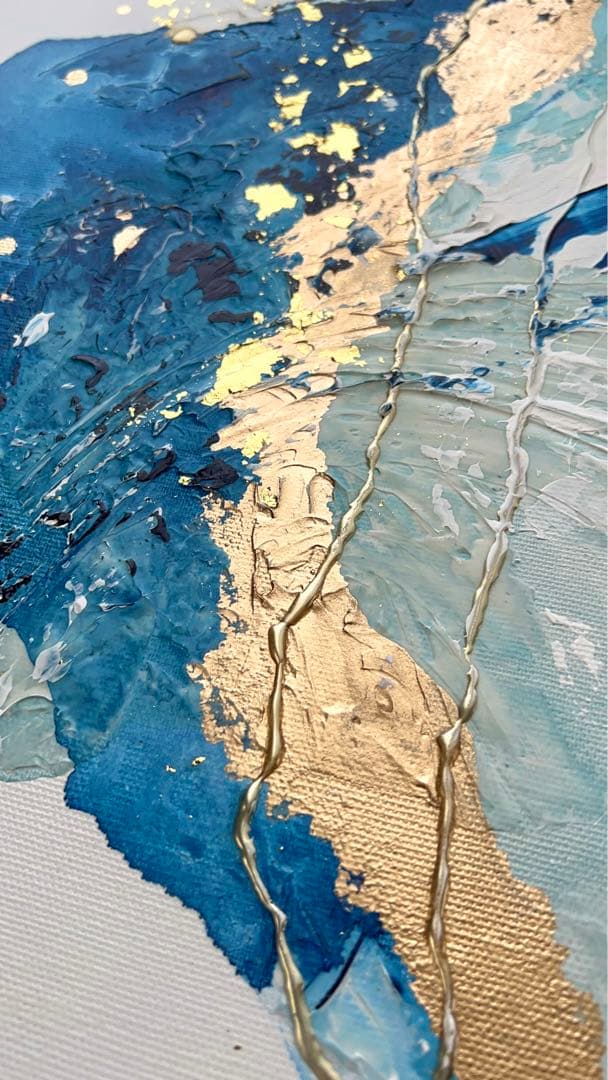 絵画　アート　青　金　インテリア　海外　ホテル　ギフト　新築祝い　テクスチャー