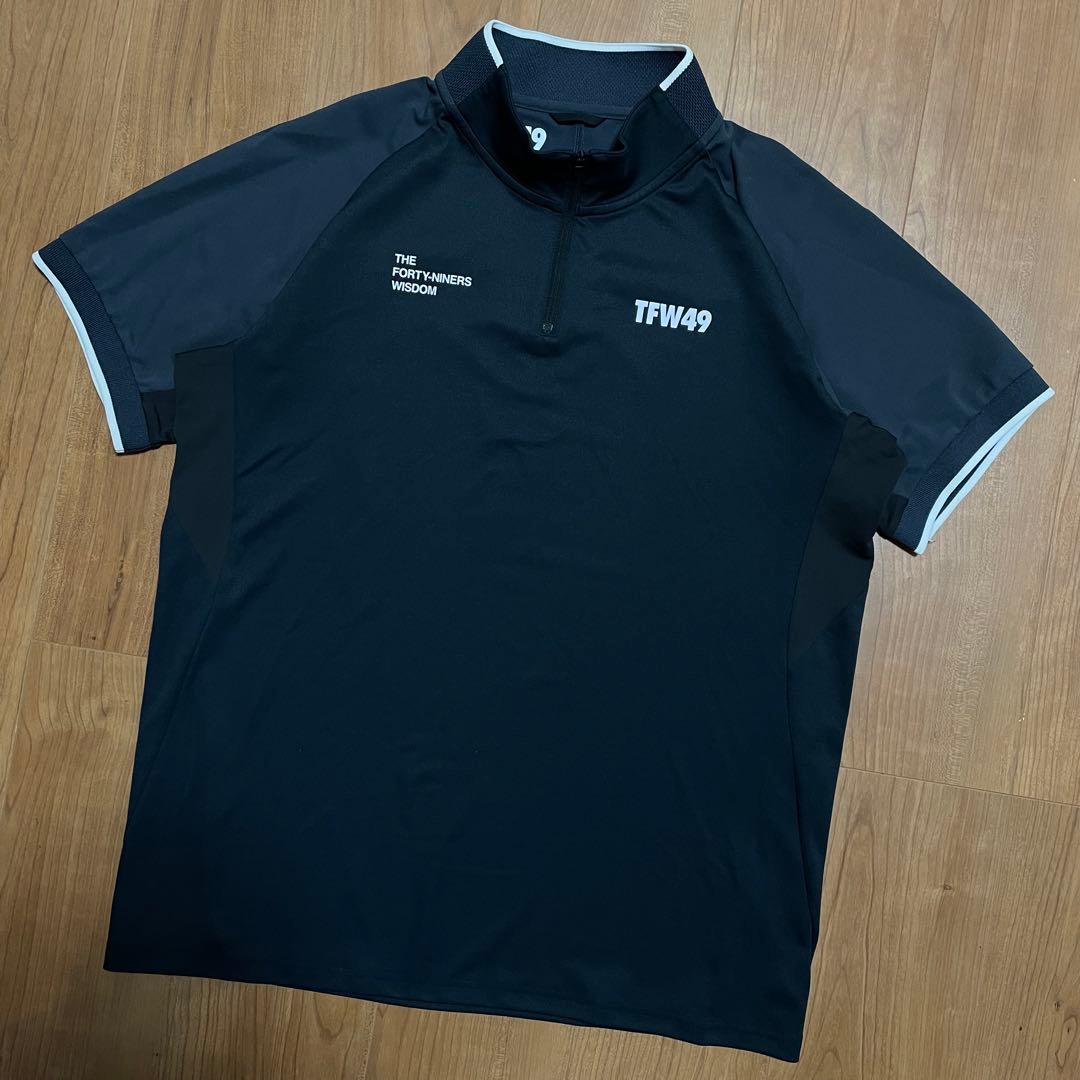 TFW49 ハーフジップ　モックネック　シャツ　ホワイト　ブラック　XL ゴルフ