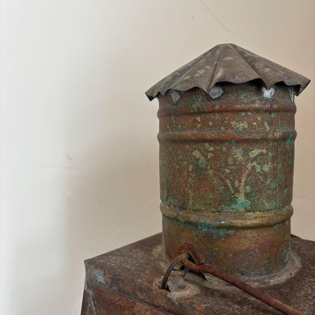 オイルランプ　灯油ランプ　古道具　銅　吊り下　ヴィンテージ