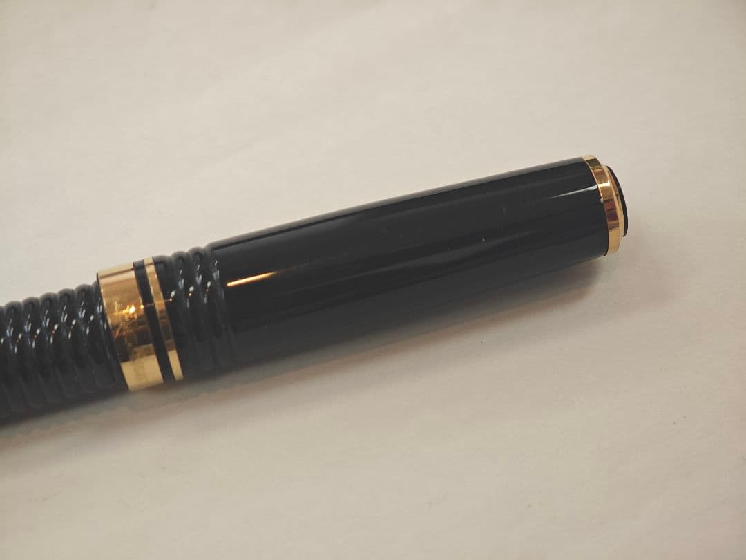 プラチナ万年筆 #3776 ギャザード　黒　 細字　K14 初期モデル