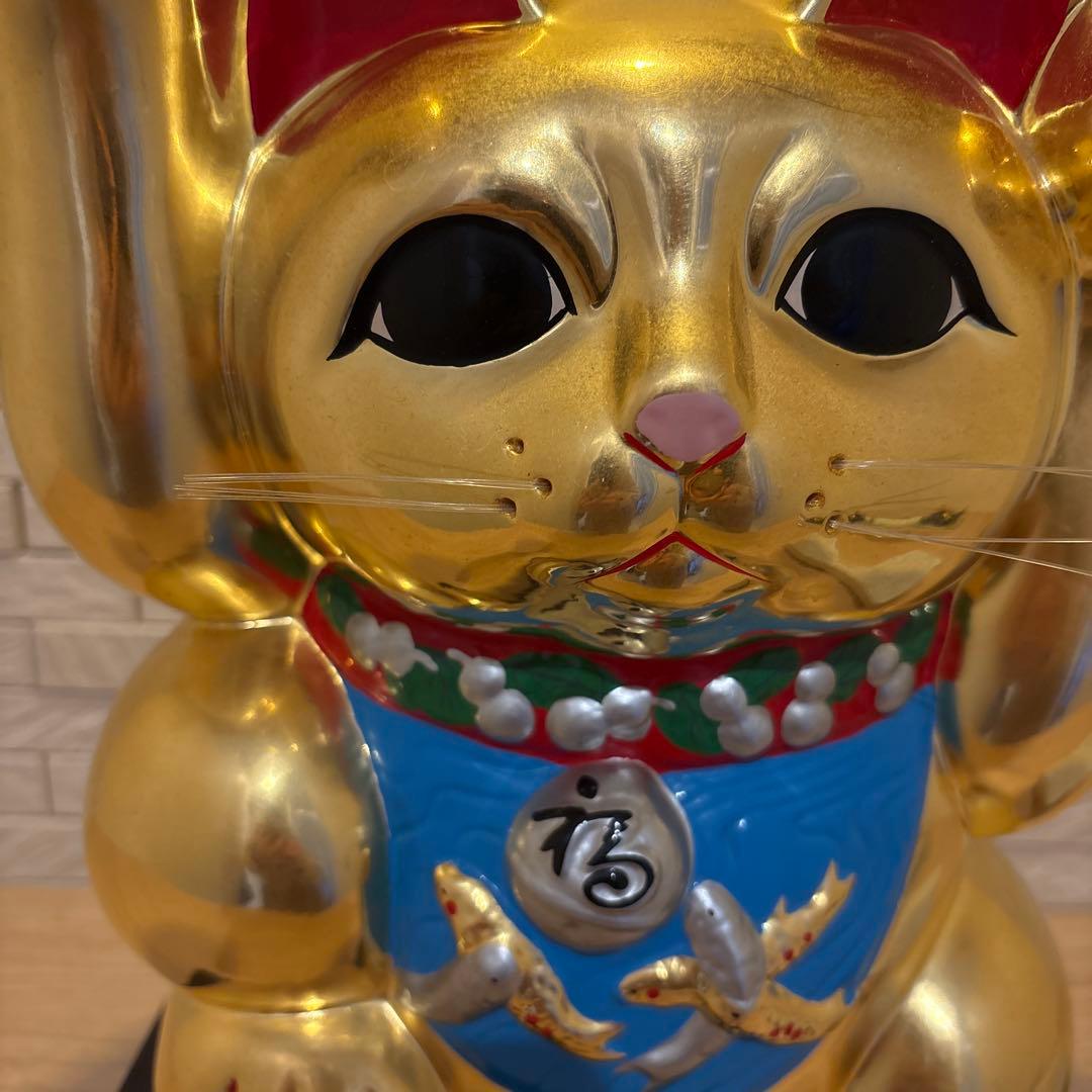 【gold leaf】K24純金箔　金色の招き猫 高さ約32センチ