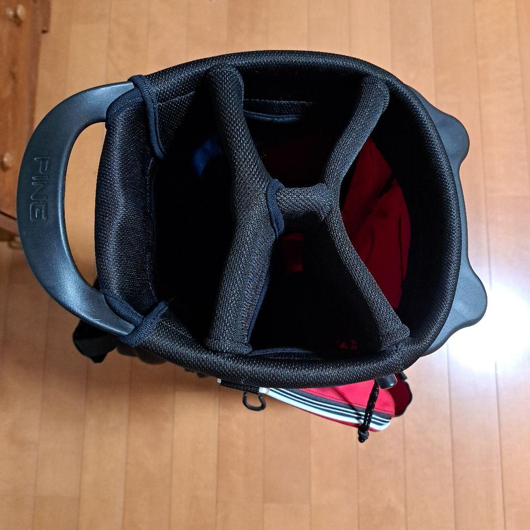 ピンスタンド式キャディバッグ-希少フード内蔵型、美品！レンチはオマケ。