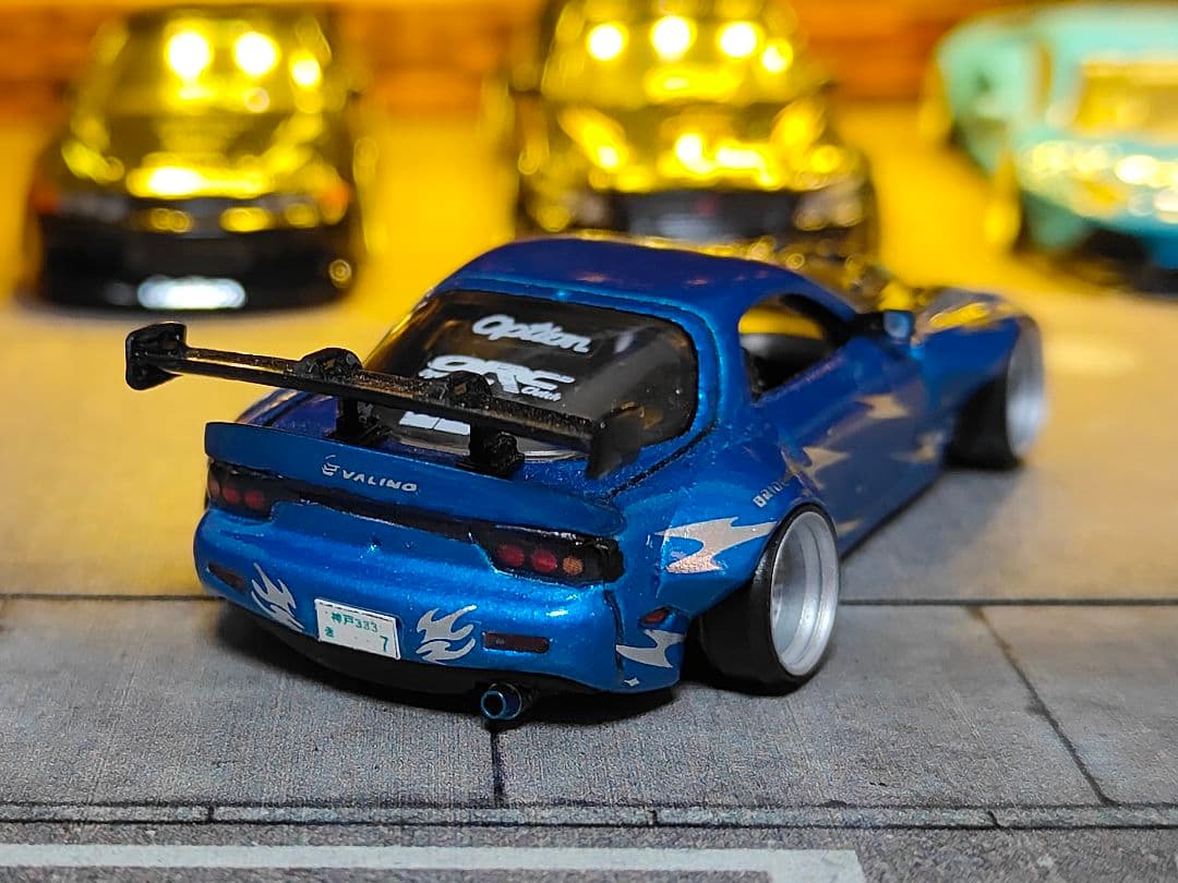ホットウィールカスタム マツダ RX7 ドリ車 フルエアロ ☆深リム☆トミカ改造