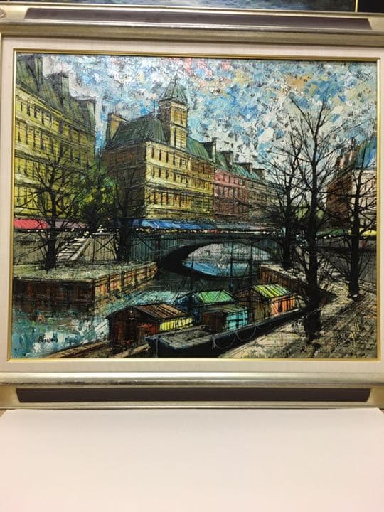 油絵手書き原画  ベニスの運河  イタリア画家バツシーニ作品大作