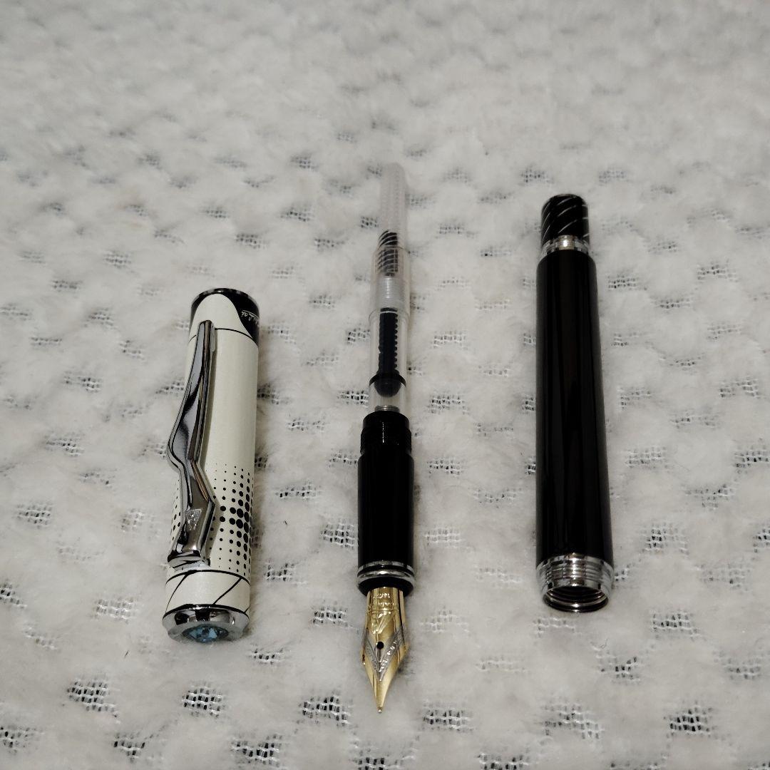 万年筆 黒と白のツートンデザイン