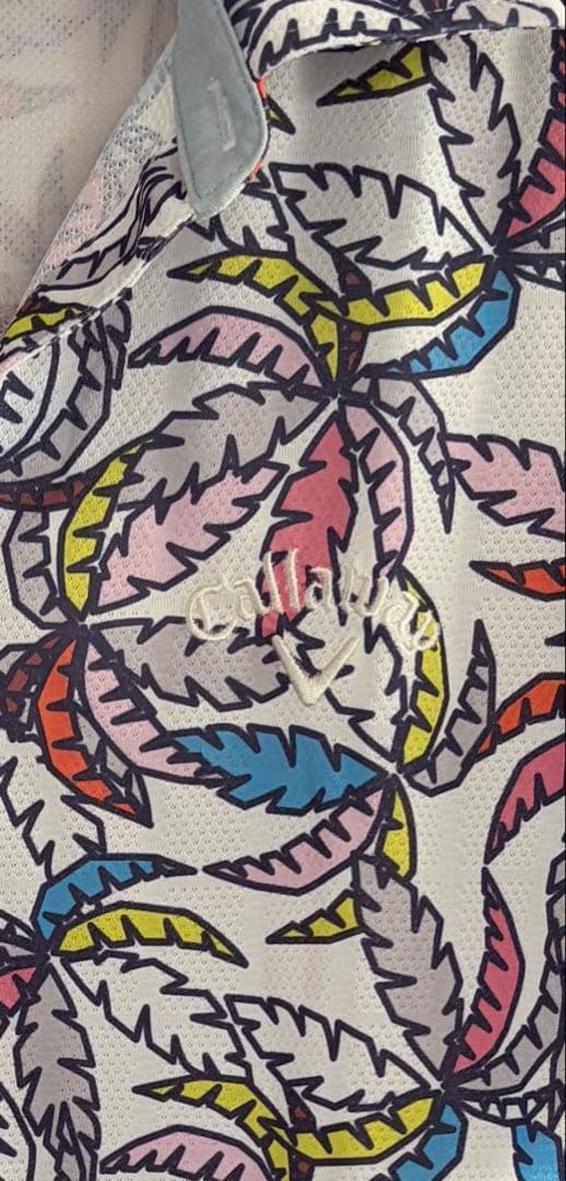 Callaway カラフル葉柄ポロシャツ