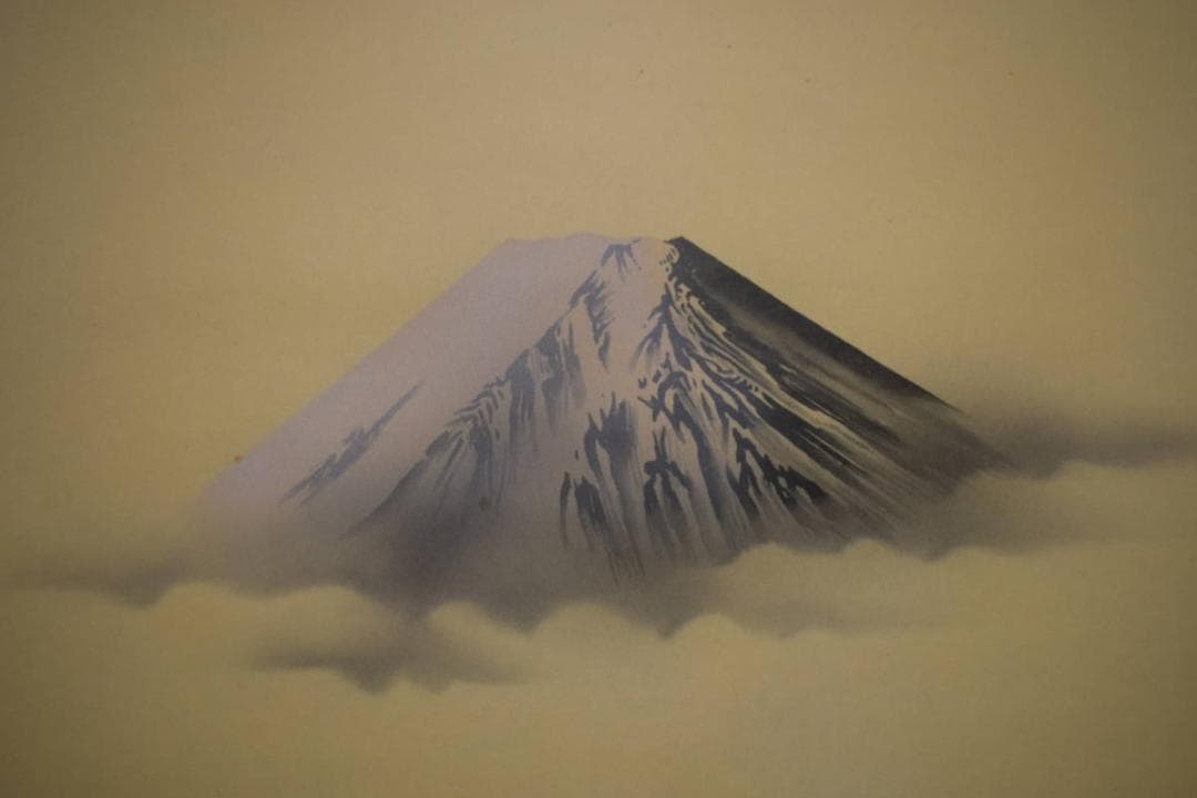 真作/陽山/富士/青緑山水人物図/的当て/弓道/布袋屋掛軸HJ-761