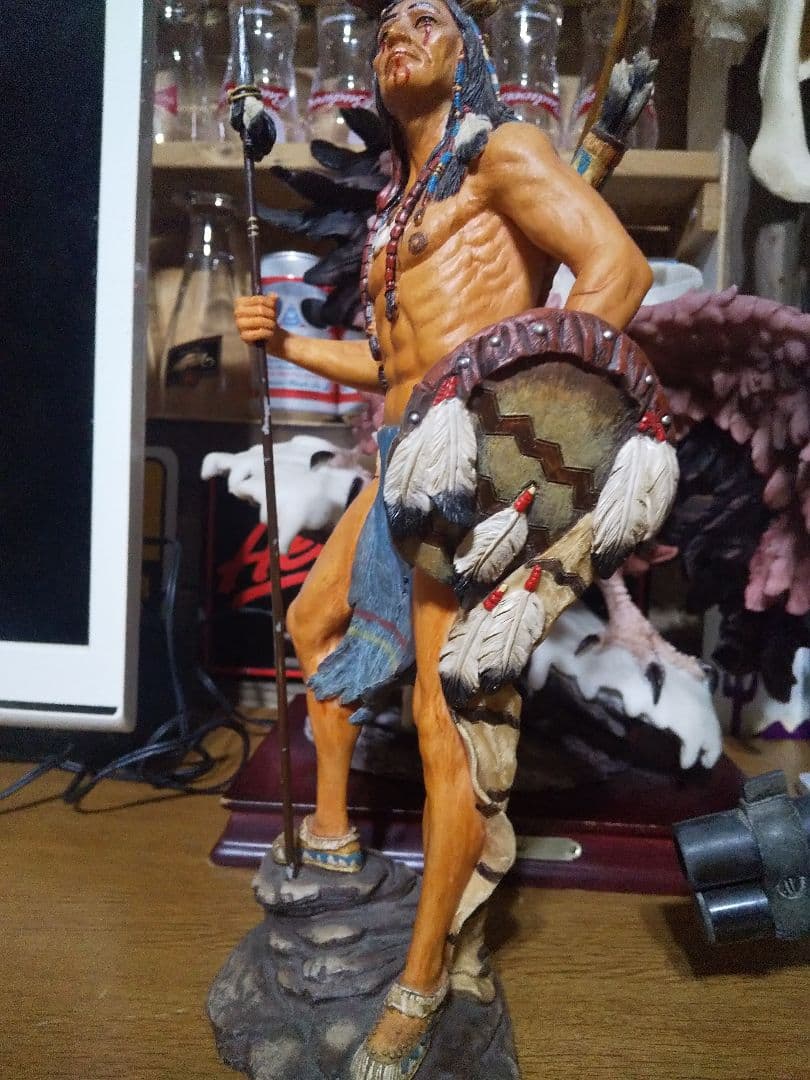 ネイティブアメリカン、インディアン樹脂製フィギュア ウエスタン雑貨アメリカン雑貨