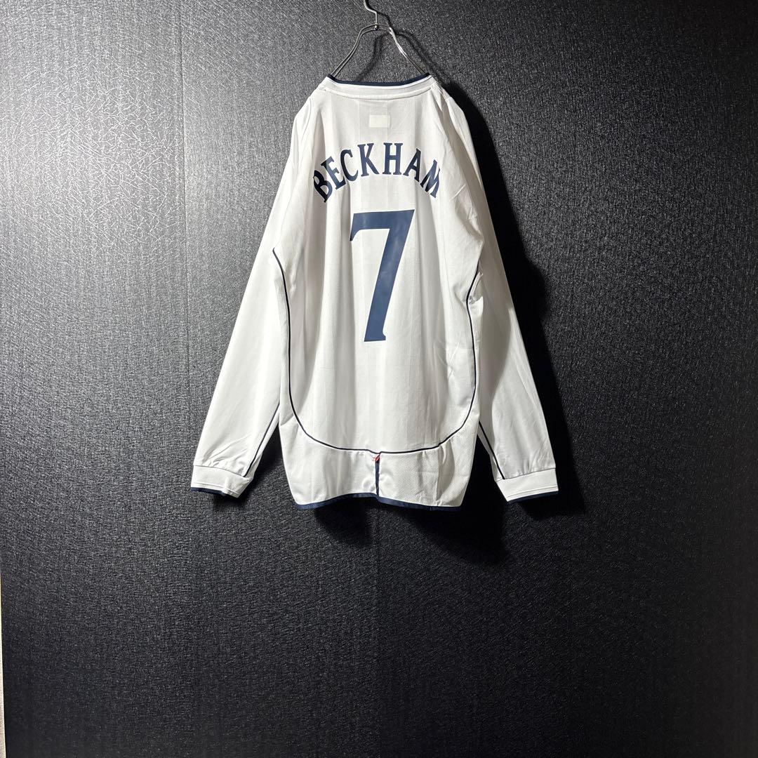 【★ベッカム】 古着 アンブロ イングランド代表 7番 2XL 白 長袖 ホーム