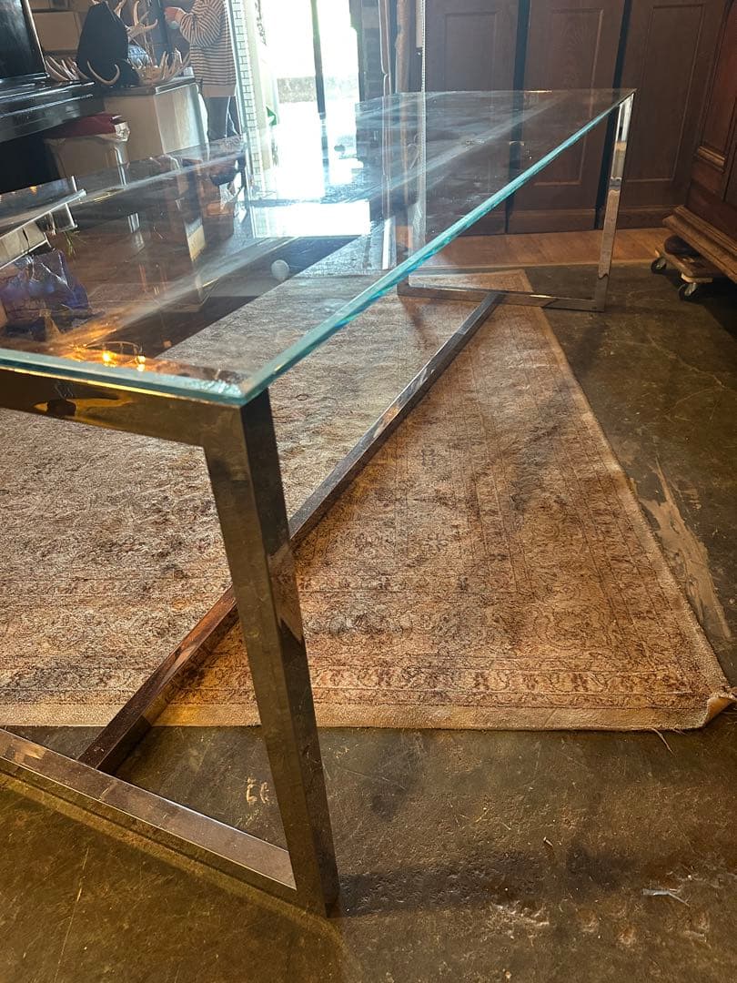 【東京都内23区配送無料】240cm ガラステーブル　事務　デザイナーズ　机