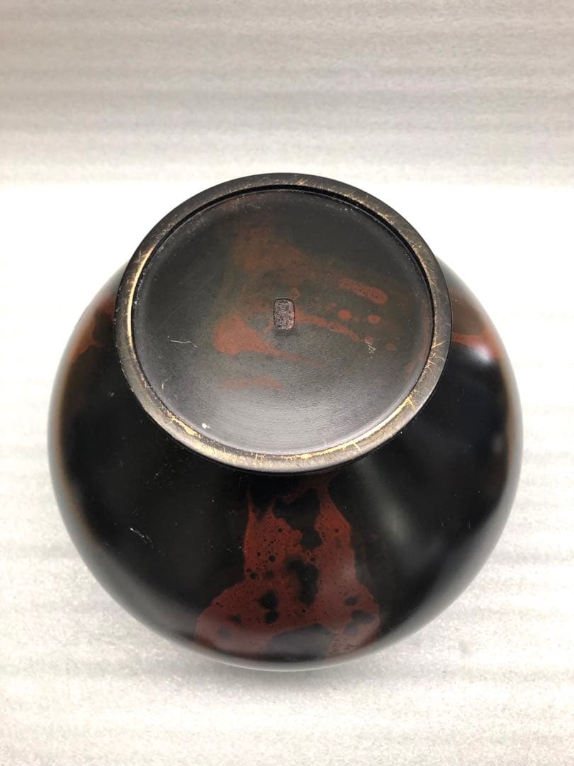 花器　花瓶　双鶴彫金　真峰作　ブロンズ