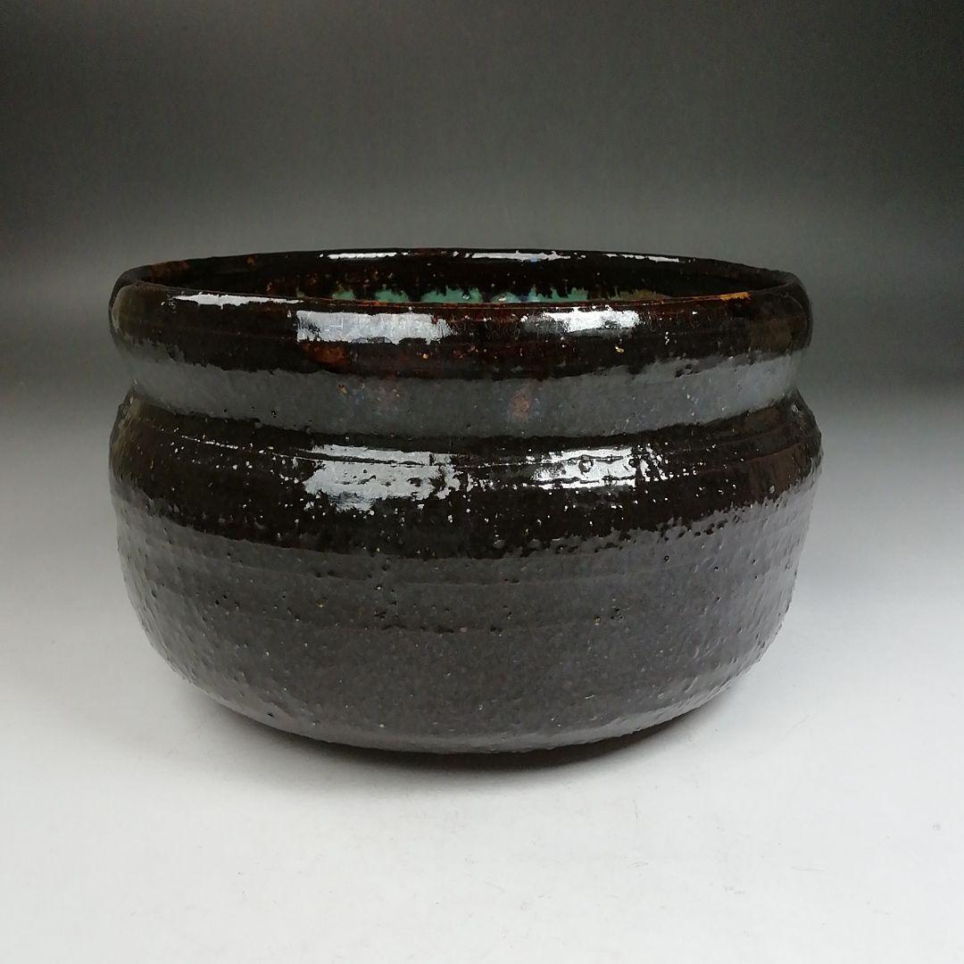 Ｗ１５９　建水　『上野焼』『第十五代　熊谷紅陽 作』　共箱　茶道具